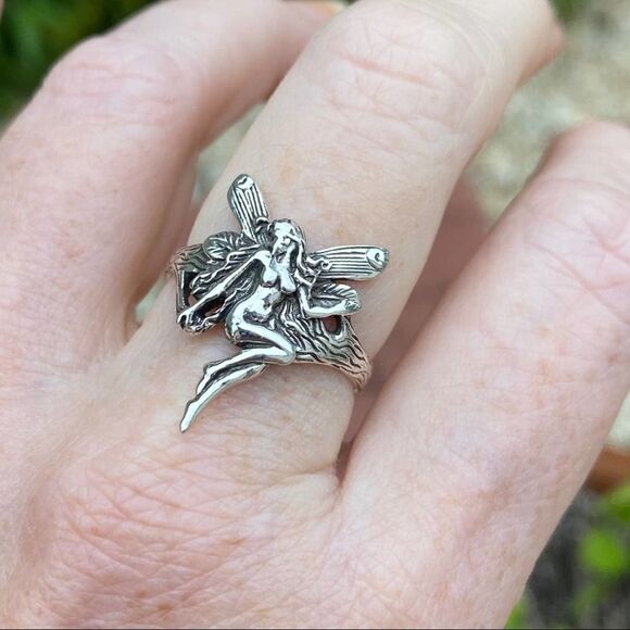 Fairy Sterling Silver Ring Boho sizes 10 - Picture 2 of 5